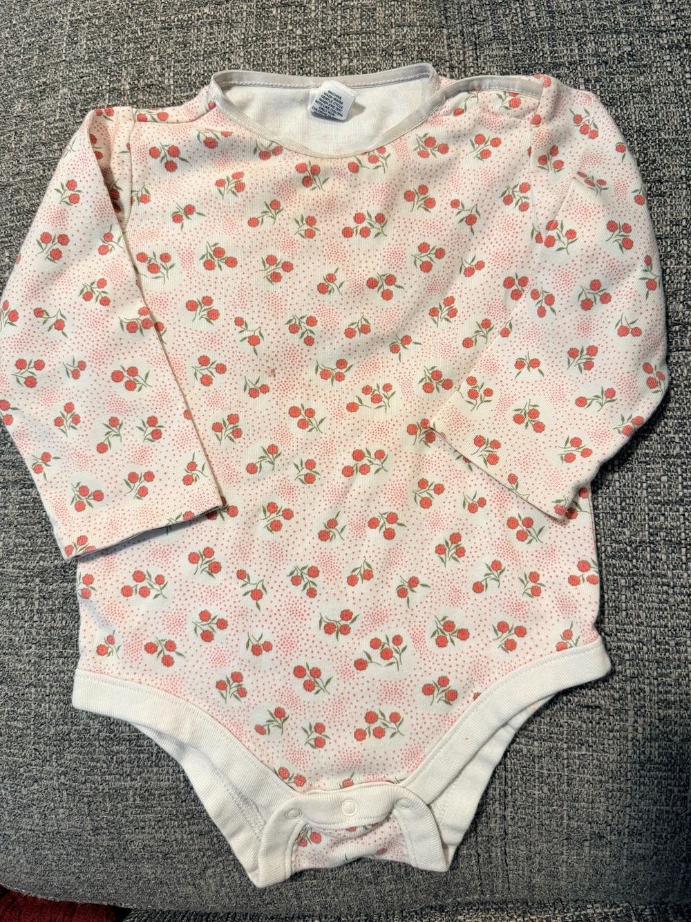 Baby GAP White Long-Sleeve Onesie with Pink Flower Print
